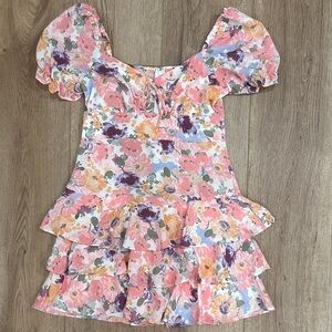 City Studio Pink and Purple Floral Juniors Dress